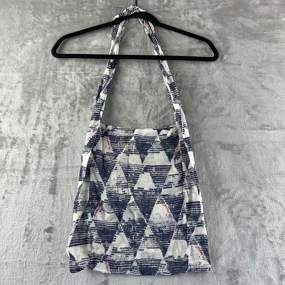 Free People Linen Shoulder Bag Reusable HoBo Tote Boho Lightweight Geometric